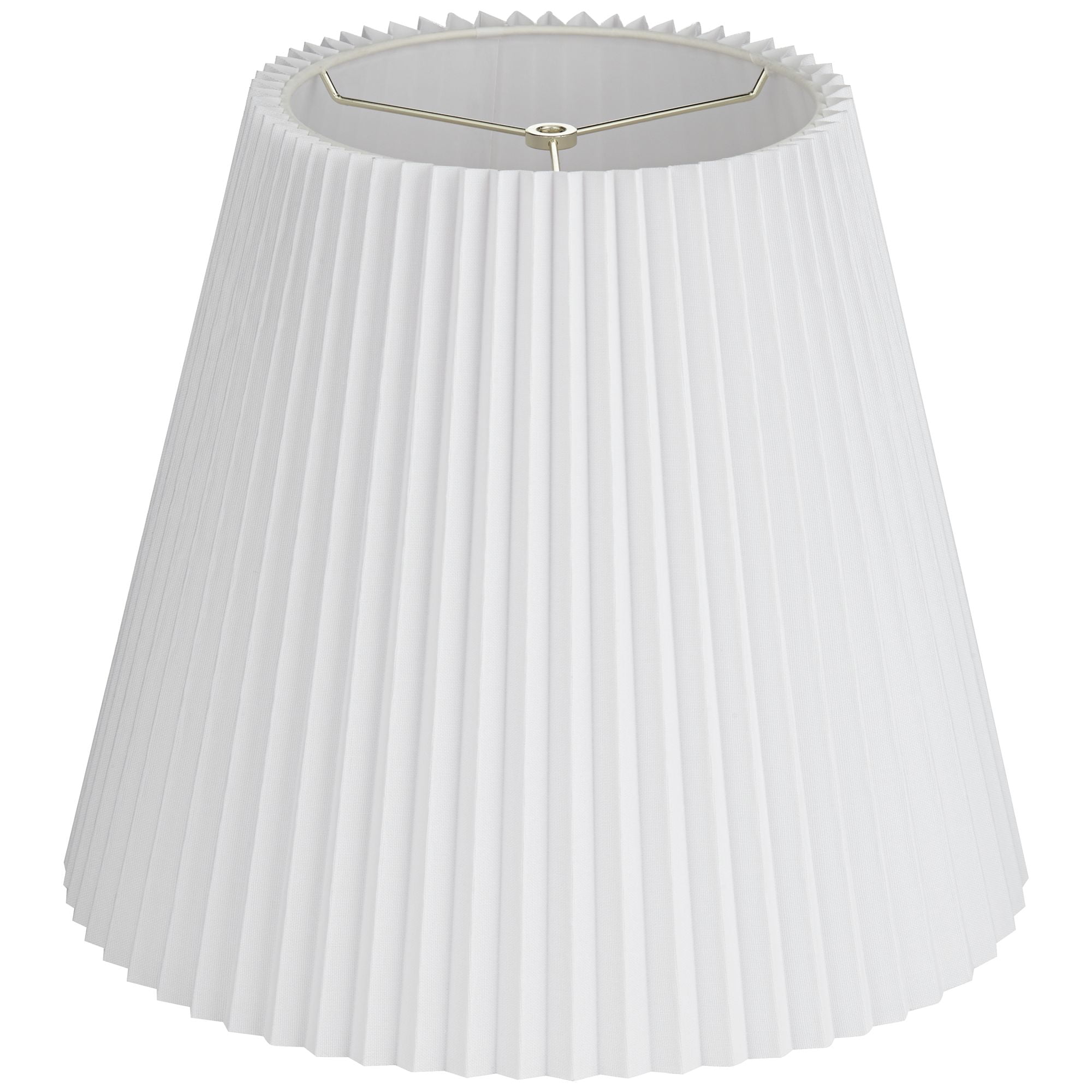 Springcrest Collection Hardback Knife Pleated Empire Lamp Shade White Large 10" Top x 17" Bottom x 14.75" Slant Spider with Harp and Finial Fitting