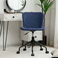 thumbnail image 4 of Gymax Mid Back Armless Office Chair Adjustable Swivel Linen Task Chair Blue, 4 of 10