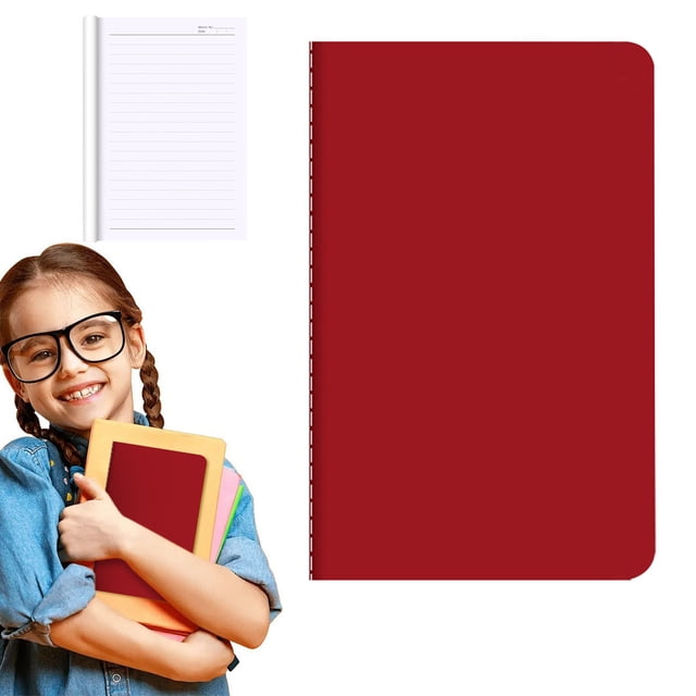 A6 Notebook Thickened Softcover Sewed Notebook Wear Smooth Writing Book 60 Pages Multi Color Portable Notebooks for Daily Note Taking,1Pcs(Red)