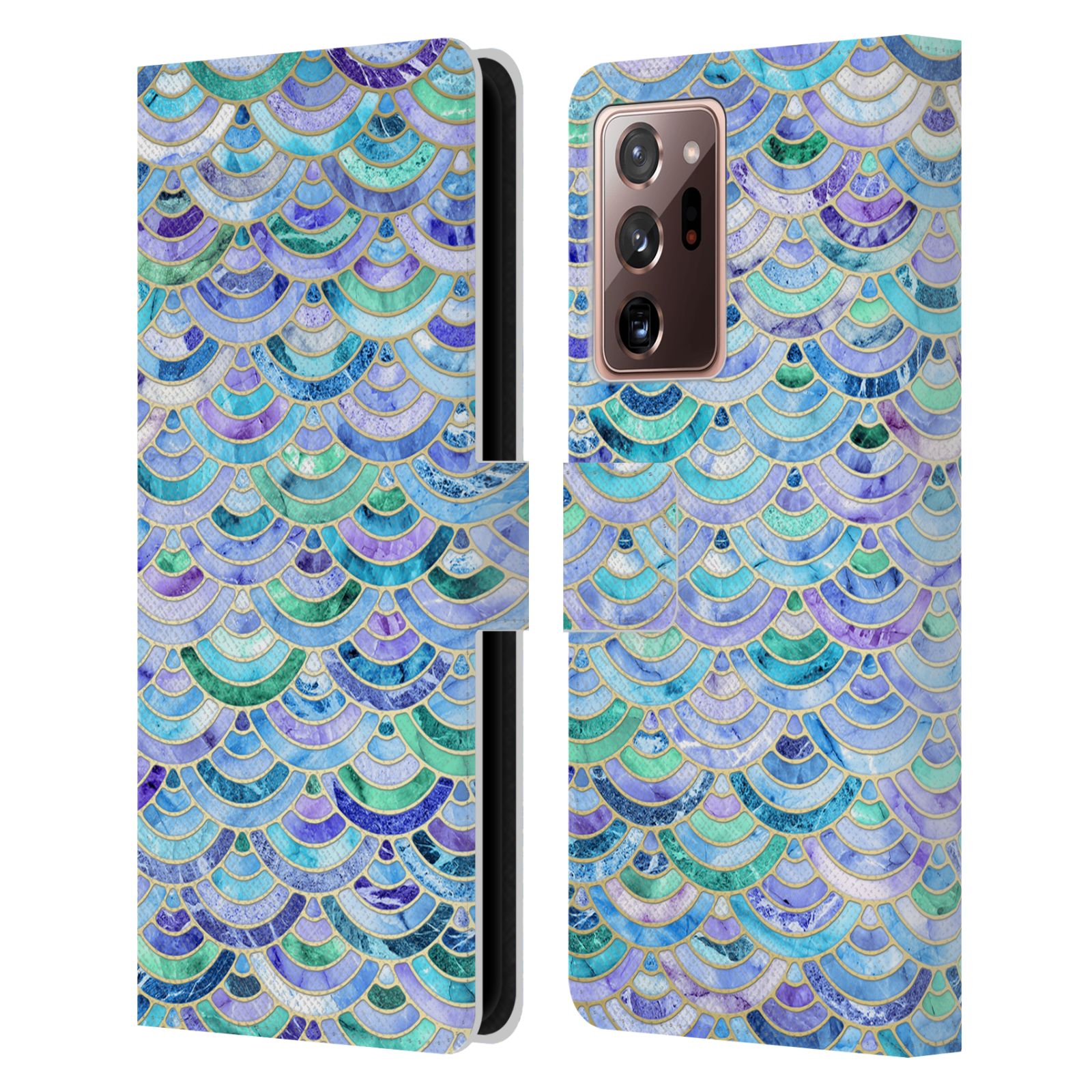 Head Case Designs Officially Licensed Micklyn Le Feuvre Marble Patterns Mosaic In Sapphire And Emerald Leather Book Case Compatible with Samsung Galaxy Note20 Ultra / 5G - image 1 of 6