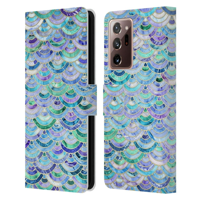 Head Case Designs Officially Licensed Micklyn Le Feuvre Marble Patterns Mosaic In Sapphire And Emerald Leather Book Case Compatible with Samsung Galaxy Note20 Ultra / 5G