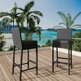 thumbnail image 2 of LIZHOUMIL Outdoor Wicker Armless Bar Stools Set of 2/4, PE Rattan with Washable Cushions, 2 of 9