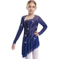 thumbnail image 2 of iixpin Kids Girls Sparkly Lyrical Dance Dress Figure Ice Skating Ballet Skirted Leotard Competition Dancewear Navy Blue 12, 2 of 7