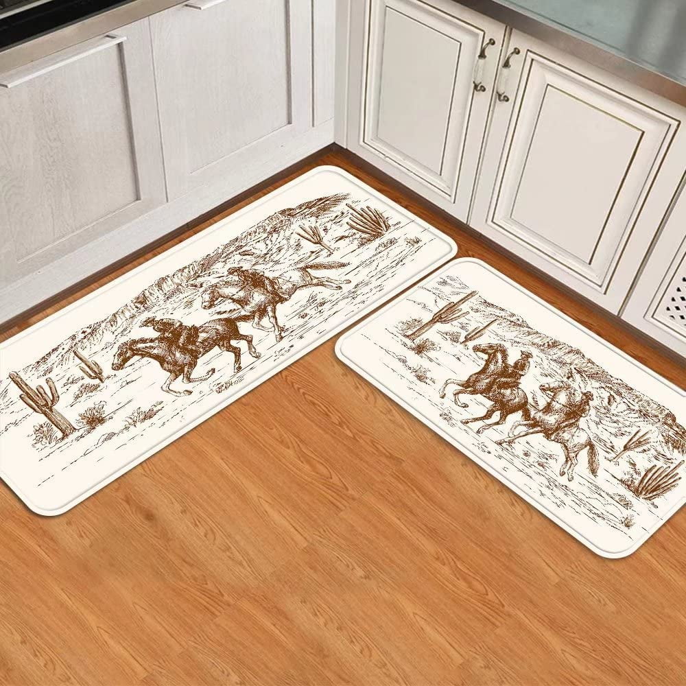 .com: Teamery Kitchen Mats for Floor, Animal Horse Desert