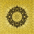 thumbnail image 1 of Ahgly Company Machine Washable Indoor Square Medallion Yellow Traditional Area Rugs, 8' Square, 1 of 4