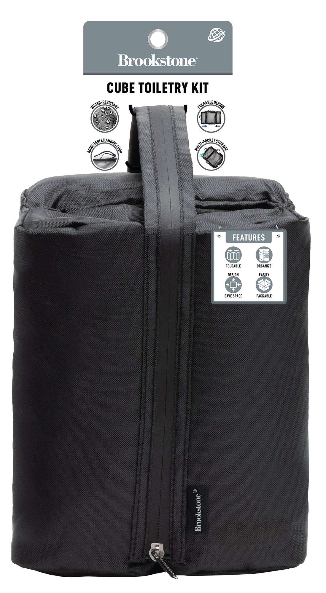 Brookstone Hanging Travel Toiletry Organizer Cube, Black photo 5