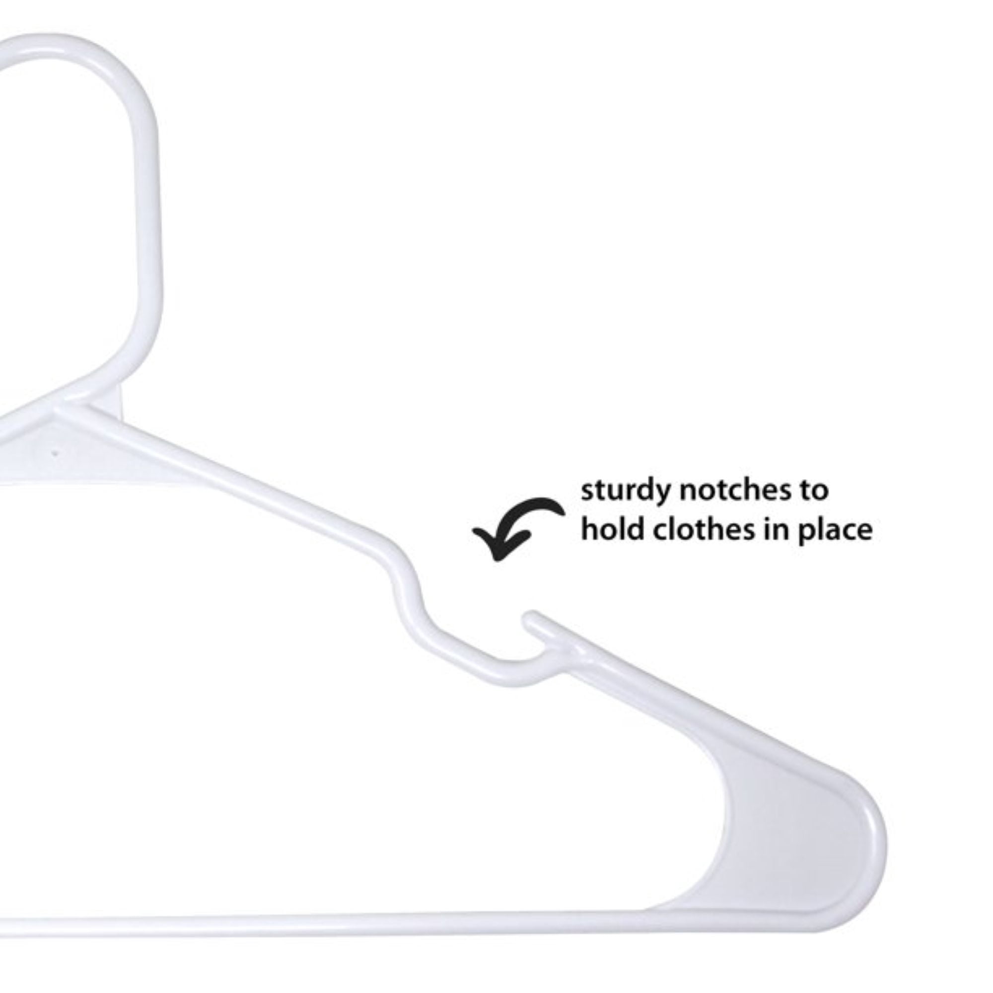 Mainstays Durable Plastic Clothes Hangers, White, 18-Count