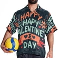 thumbnail image 4 of Valentine's Day Font Men's Short Sleeve Casual Printed Button Down Beach Shirts, 4 of 6