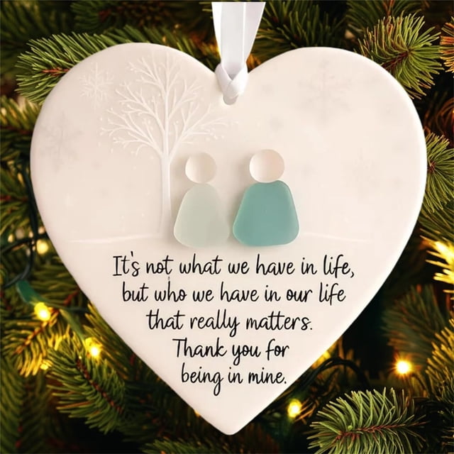 CREATITOY 5 Pcs 3.15 Inches Flat Acrylic Heart-Shaped Sea Glass Friendship Decor - Home Shelf, Gift, Fridge Decor