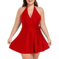 thumbnail image 6 of Ocean Blues Women's Plus Size Swimdress Deep V Swimwear One Piece Skirt Tummy Control Red Bathing Suit for Women Size L, 6 of 9