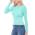 thumbnail image 6 of Made by Olivia Women's Solid Long Sleeve Crew Neck Fitted Ribbed Sweater Top, 6 of 7
