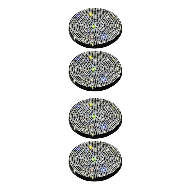 yingyy Pack of 2 PVC Plastic Automobile Cup Holder Mat Portable Waterproof Washable Anti-slip Rhinestone Pad Accessories White 2Set