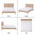 thumbnail image 6 of Queen Size Mid-Century Wood Platform Bed Frame with Slatted Headboard, No Box Spring Needed, Natural Wood, 6 of 9