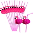 thumbnail image 1 of 50 pajitas flexibles de flamenco para cóctel, decoración de flamencos, 1 of 5