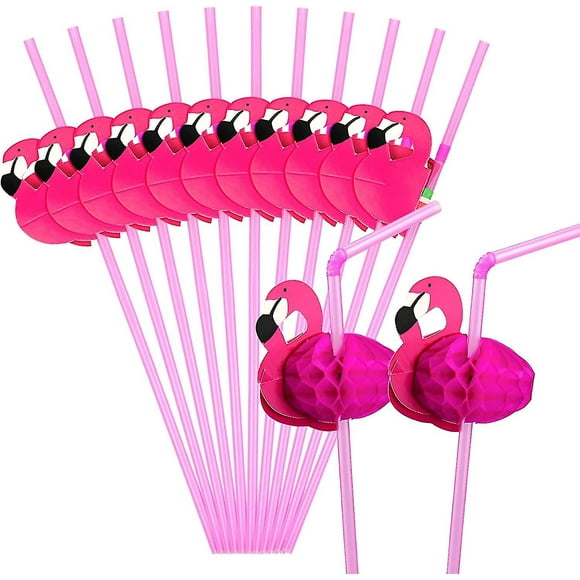 50 pajitas flexibles de flamenco para cóctel, decoración de flamencos