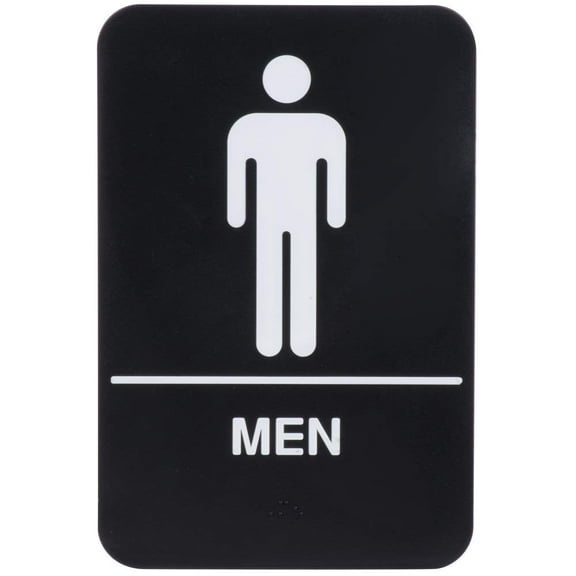 (6"x9") Information Sign MEN RESTROOM Black Plastic Restroom ADA Signs Embossed Image Signs Braille and Symbols Information Commercial Quality