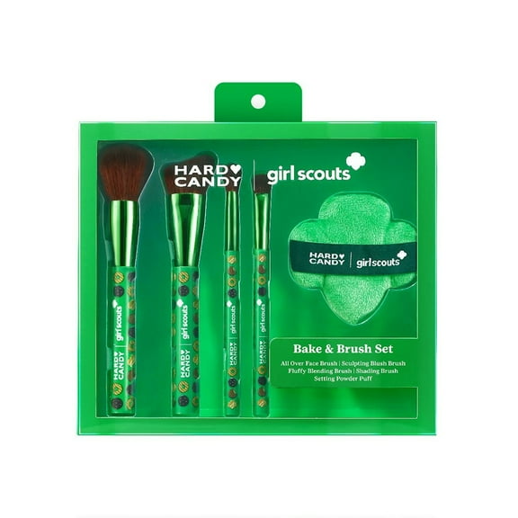Hard Candy Girl Scouts Limited Edition Bake & Blend Brush Set, Makeup Brushes & Setting Powder Puff, 5 Piece Gift Set