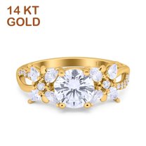 Yellow Tone, Simulated Cubic Zirconia Size-10 Art Deco Wedding Engagement Bridal Ring Pear CZ 925 Sterling Silver