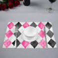 thumbnail image 2 of MKHERT Argyle Decor Classic Elegant Latticework Plaid Gray Pink Placemats Table Mats for Dining Room Kitchen Table Decoration 12x18 inch,Set of 4, 2 of 4