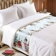 thumbnail image 4 of Bed Runner Scarf for King Size Bed, Red Snowman Christmas Beds Scarf Throws for Foot of Bedding, Xmas Tree Snowflake Truck Decorative Beds Runners for Bedroom Guestroom, 94"x20", 4 of 8