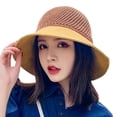 thumbnail image 2 of Holzkary Women's Beach Sun Straw Hat Uv Upf 50+ Travel Foldable Brim Summer Uv Hat Sun Hat Beach Sun Hat Hollowed Out Bow Hat Sun Visor Sunscreen Fisherman's Hat Yellow One Size, 2 of 3