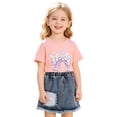 thumbnail image 3 of Tiijoy Girls Short Sleeve Outfits Casual Flower Bow Graphic Tee Shorts Set, Sizes 4-5, 3 of 4