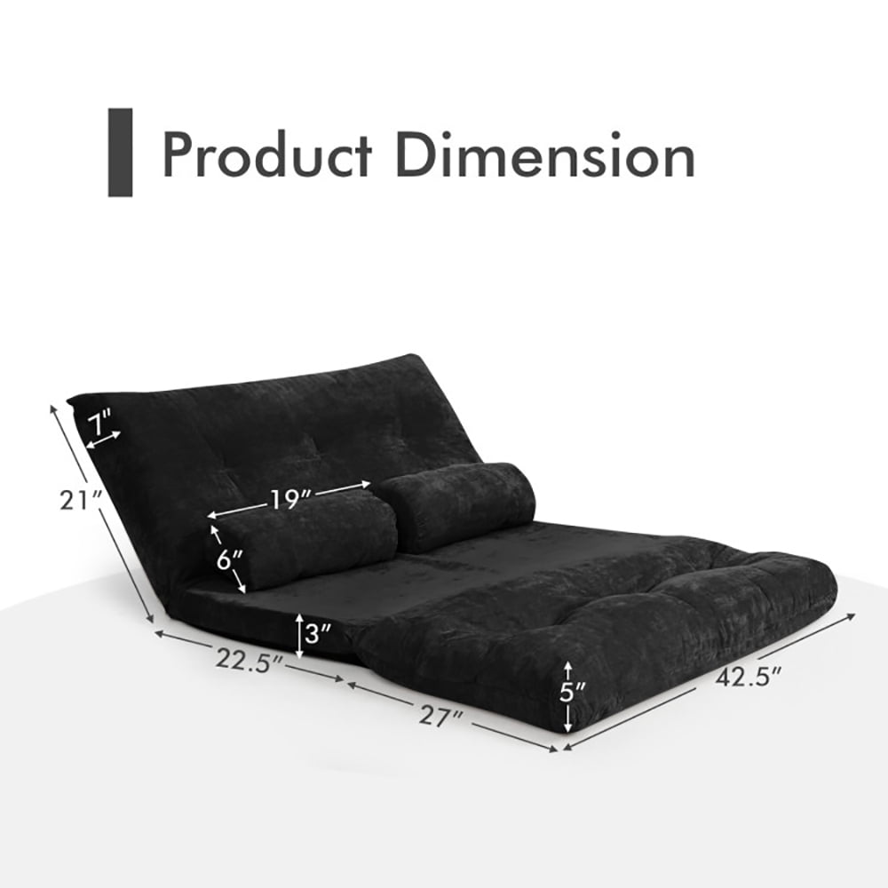 Finihen Adjustable Floor Sofa Couch, Foldable Lazy Sofa Sleeper Bed, Multi-Functional Floor Loveseat, 6-Position Adjustable Sleeper Lounge Couch with 2 Pillows, for Reading, Gaming, Black Finihen Adjustable Floor Sofa Couch, Foldable Lazy Sofa Sleeper Bed, Multi-Functional Floor Loveseat, 6-Position Adjustable Sleeper Lounge Couch with 2 Pillows, for Reading, Gaming, Black