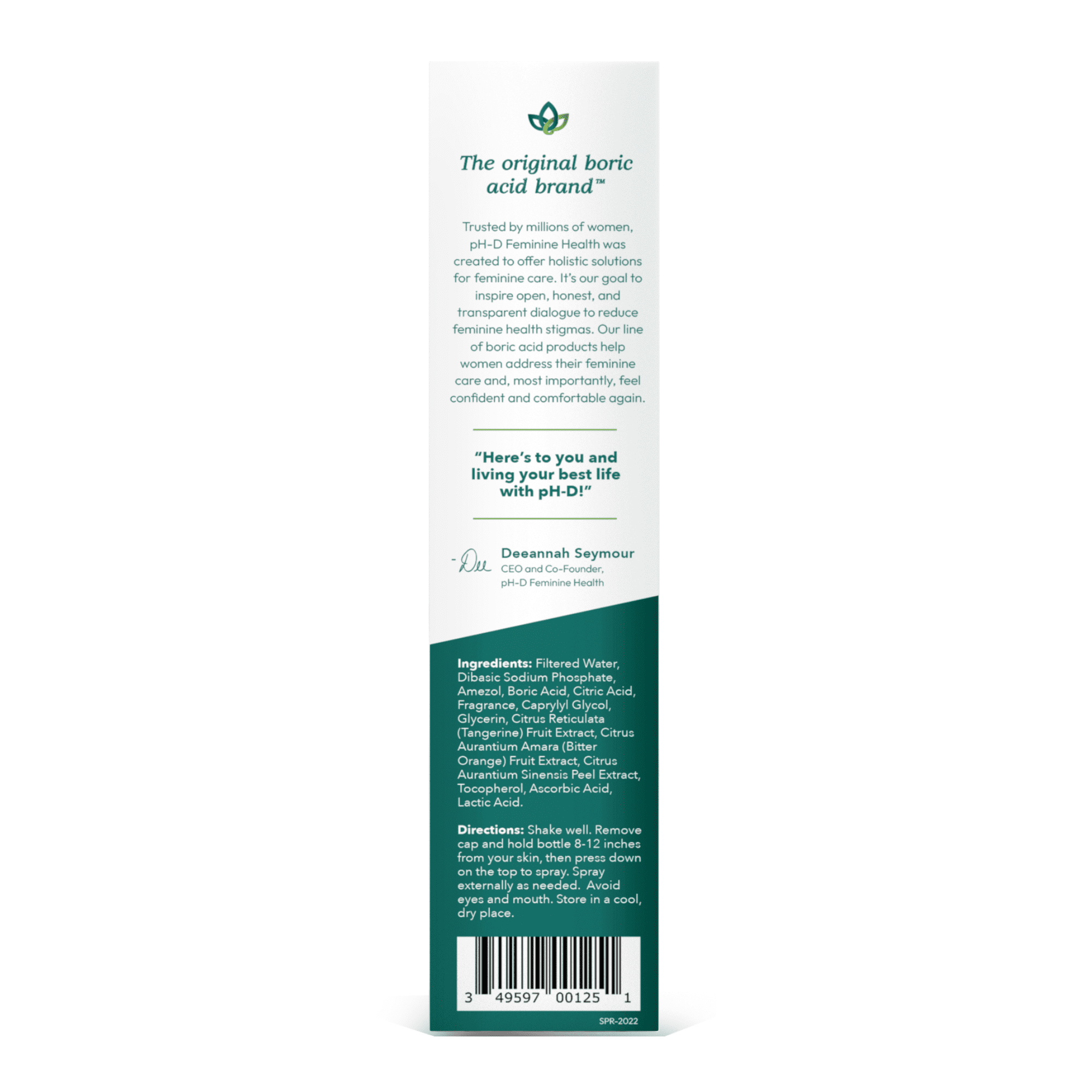 pH-D Feminine Health Boric Acid Body Fresh Spray, Vegan, Paraben-Free, Rose Vanilla Scented, 3 oz
