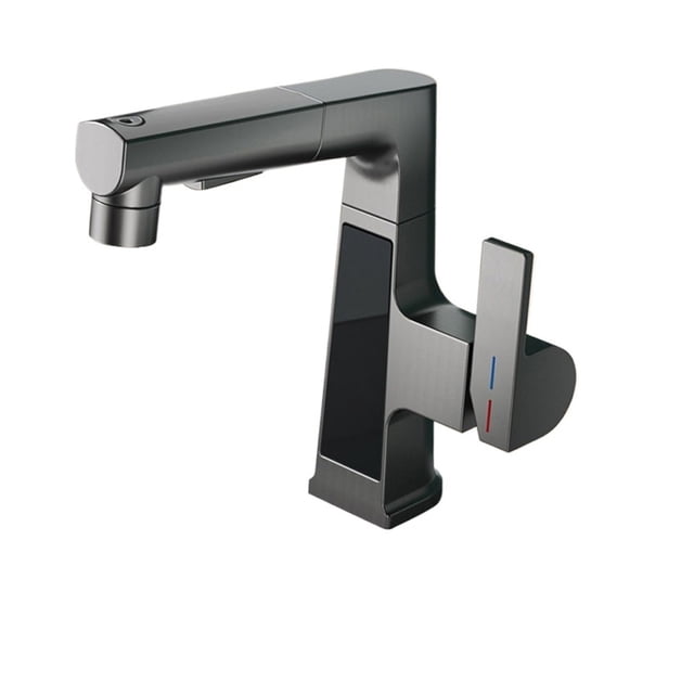 Digital Display Pulling Faucet, ligent Temperature Sensor Brass Washbasin Taps, Rotating Lifting Cold And Hot Water Mixer Tap ,Versatile Features