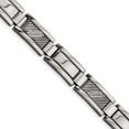 thumbnail image 1 of Stainless Steel Textured & Polished with Diamonds Bracelet 8.5in, 1 of 2