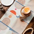 thumbnail image 4 of Abstract Terracotta Sun Curve Art Table Runner 70 Inches Long,Kitchen Dining Tablerunners Boho Minimalist Art Linen Table Runners Dresser Scarves for Home Dinner Wedding Holiday Party Decor, 4 of 9