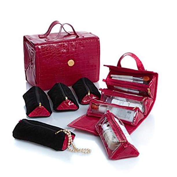 Joy Mangano Better Beauty Case Deluxe Set Fuchsia Croco