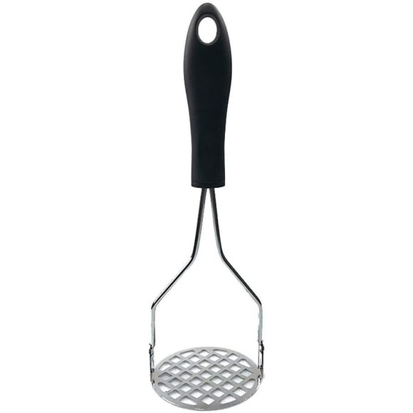 Stainless Steel Stirrer, 1PCS Manual Potato Pressure Mud Masher Crystal Grid Round Pull lower Black Square