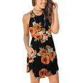 thumbnail image 2 of Robes d'Été Sans Manches Décontractées pour Femmes Robe Élastique avec Poches Tournesol avec Fond Noir TG, 2 of 6