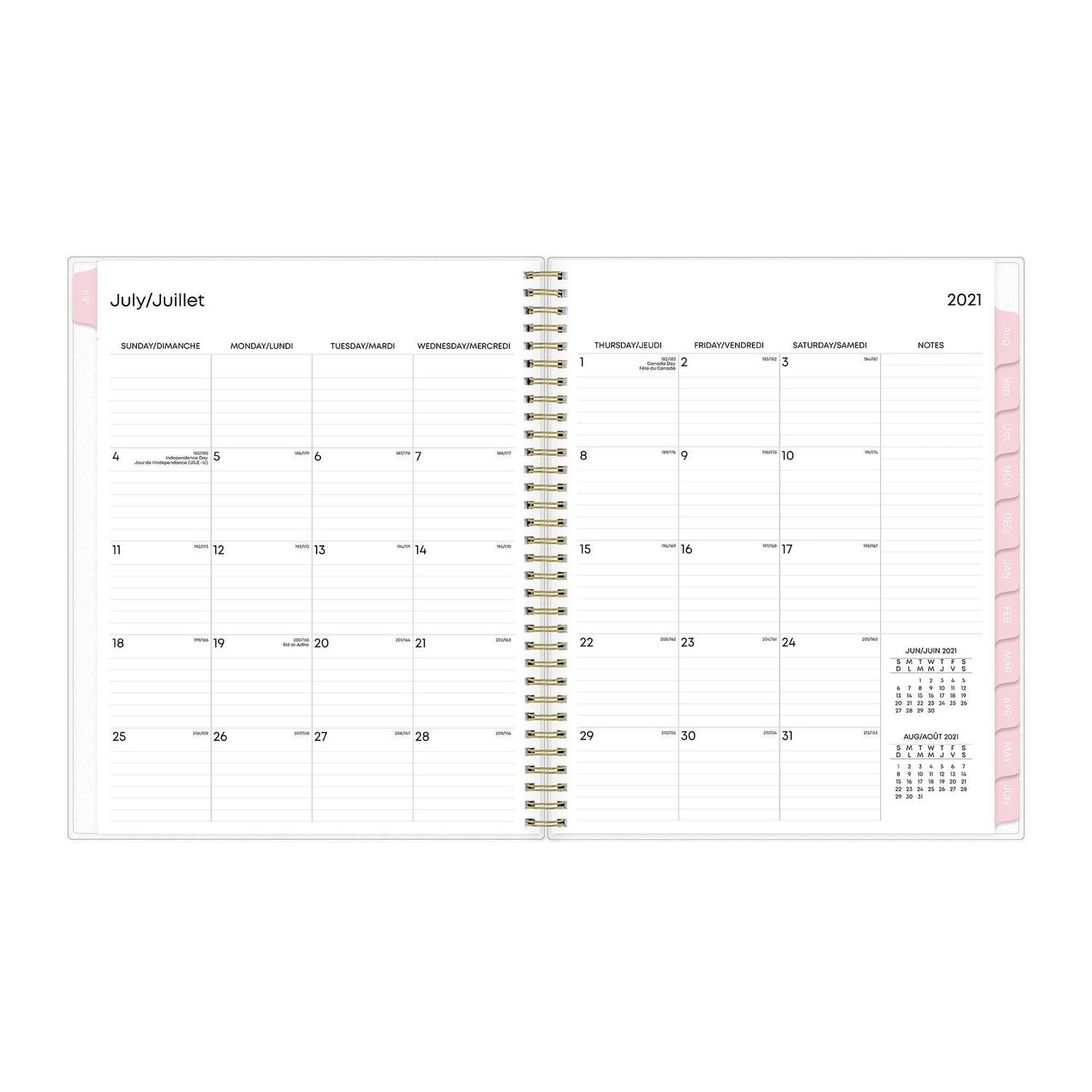 Agenda hebdomadaire/mensuel Blue Sky Laurel, grand format, année 2021-2022