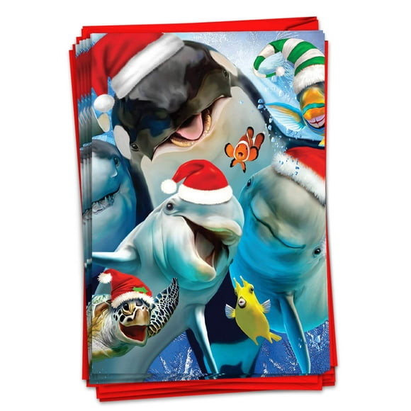 The Best Card Company - 12 Animal Christmas Cards Bulk - Fun Holiday Animals, Fun Kids Merry Christmas Notecards (1 Design, 12 Cards) - Merry Christmas to Zoo B6652EXSG