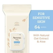 Aveeno Baby All Over Baby Wipes For Sensitive Skin with Oat and Aloe, Alcohol Free & Unscented, 64 Ct