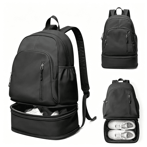 GASTROPOD Gym Backpack for Women Men,Cheer Bag,Lightweight Gym Bag with Shoe Compartment, Waterproof Sports Backpack with Wet Pocket, Black