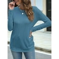 thumbnail image 4 of Long Sleeve Shirts for Women Tunic Tops for Women Loose Fit Dressy Crew Neck Pullover Basic Sweaters for Women Blue XL, 4 of 8