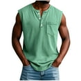 thumbnail image 2 of UQJfacai Sleeveless Shirts for Men Distressed Washed Tank Tops Henley Button Down V Neck Shirt Vintage Solid Tee Tops with Pocket M-3XL, 2 of 6