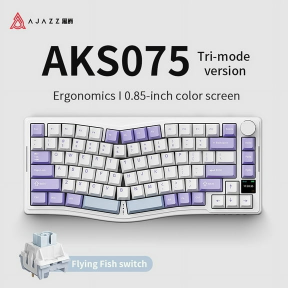 AKS075 Flying Fish Shaft Purple, White and Blue Wireless Triple Mode RGB DIY with Screen