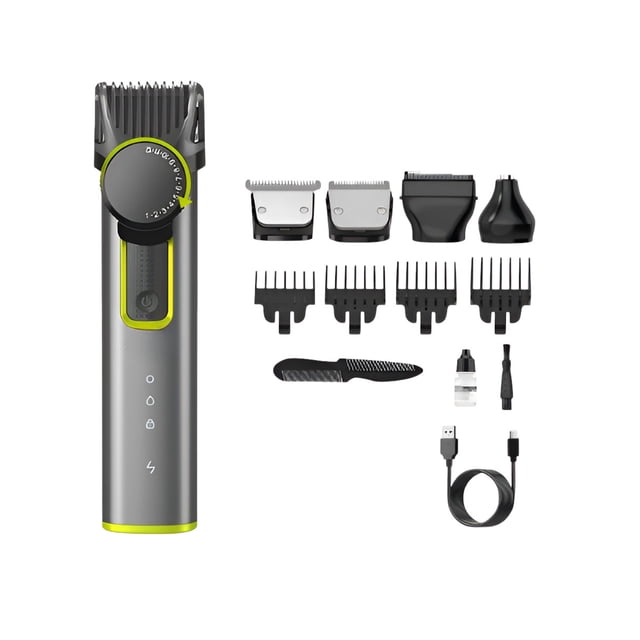 Rasuradora Eléctrica Barba Cabello Nariz Afeitadora Profesional Recargable Cortadora Pelo Máquina Para Cortar Cabello Para Afeitar Hombre Color Gris