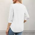 thumbnail image 4 of bnaln Women Tops Summer T Shirts 3/4 Sleeve Shirts Solid Color V-Neck Lace Tops Business Casual Dressy Blouses Spring Tunic Tops Loose Fit Pullover Trendy Shirts Fashion Outfits, 4 of 9
