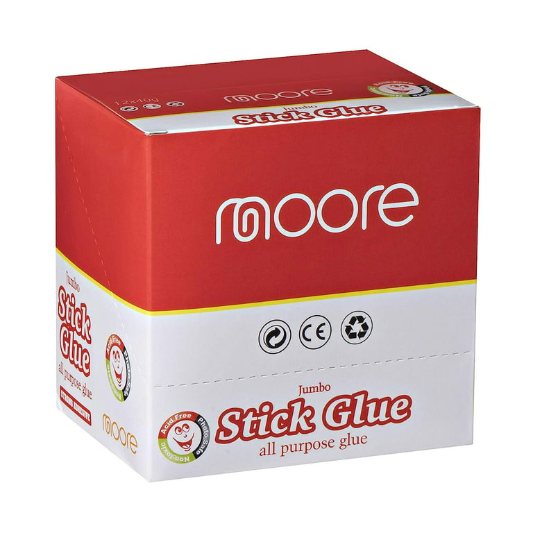 Moore Jumbo Stick Glue, All Purpose Glue Sticks, Strong Hold, Easy Stick,  Quick Drying, Non-Toxic, Scrapbooking Supplies for Home, School and Office,  12 Pack 