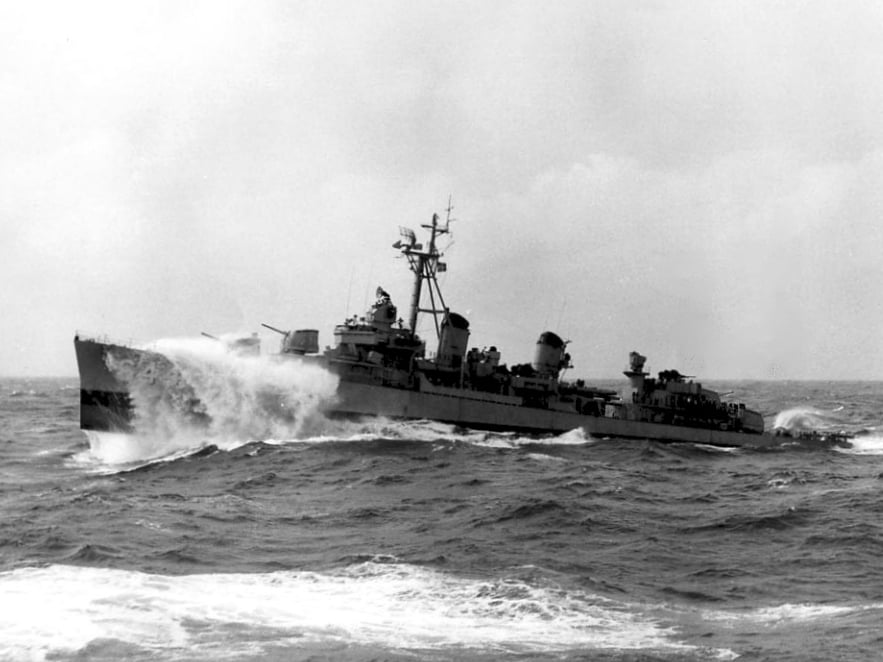 The U.S. Navy destroyer USS Stemble (DD644) underway in heavy seas, circa 1956.20 Inch By 30