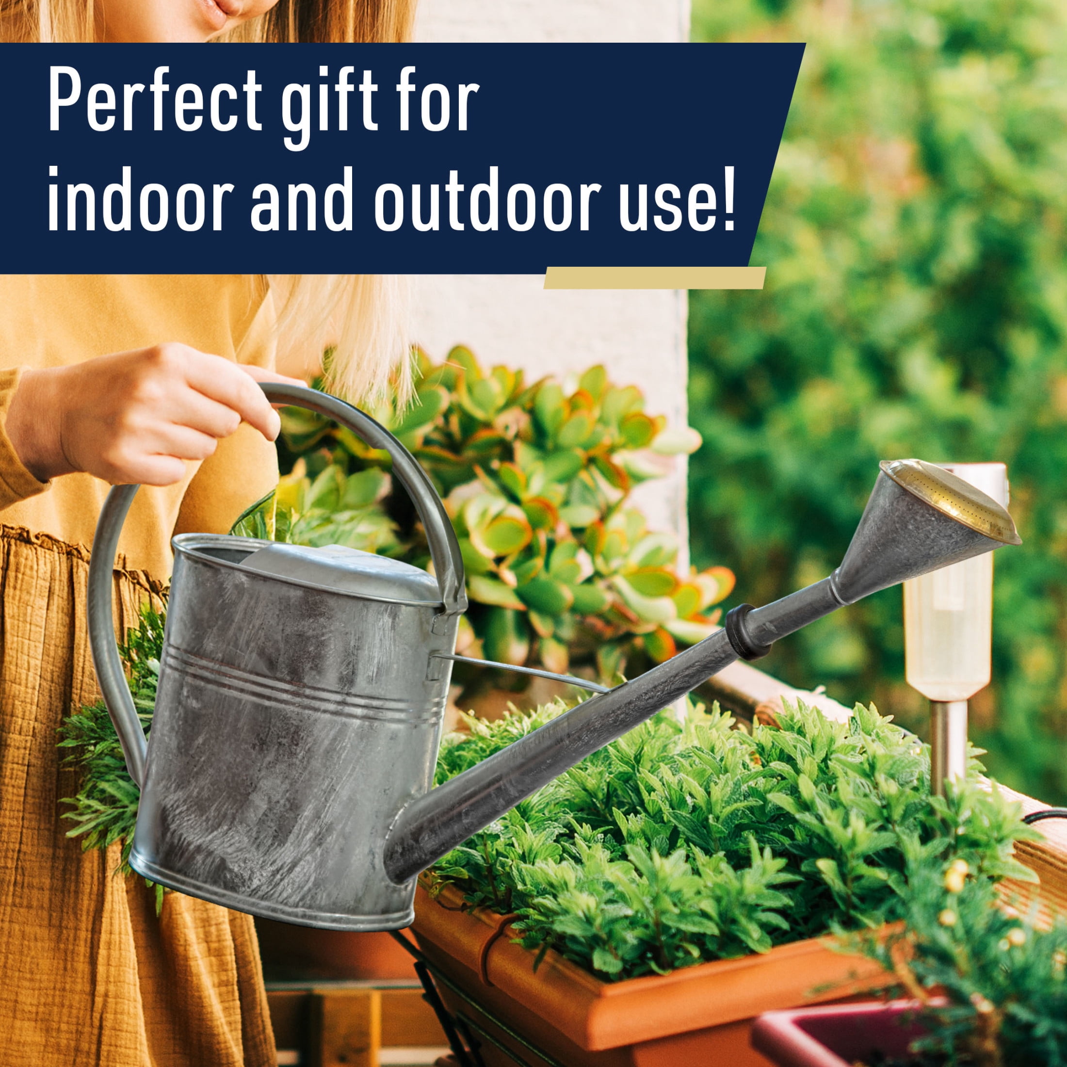 Kings County Tools 2 Gal Indoor Outdoor Galvanized Steel and Brass Watering Can with Removable Spout, Green