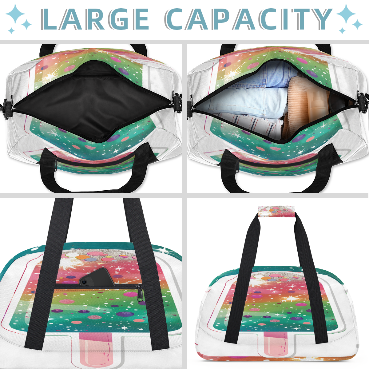 Herdesigns Ice Cream Sports Duffle Bag for Women & Men, Cute Ice Cream Gym Bag Dance Bag Overnight Bag Carry On Weekender Travel Bag