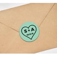 thumbnail image 3 of Darling Souvenir Round 45 Pieces Heart Save The Date Stickers Personalized Bride Groom Initials And Date Envelope Seals - Mint, 3 of 4