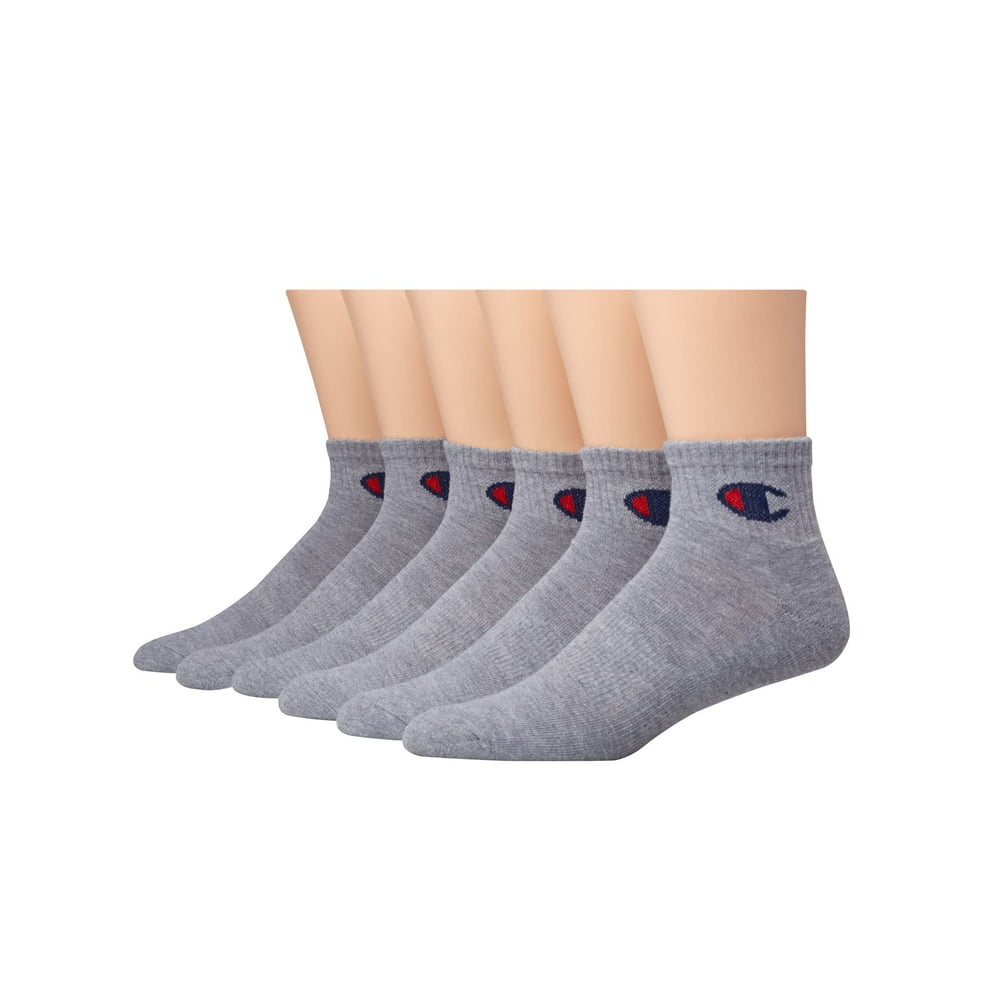 Champion - Champion Mens Logo Ankle Socks 6-Pack, 10-13, Grey Heather ...