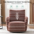 thumbnail image 3 of Villeston 360° Fabric Striped Swivel Accent Chair with Sand-Rimmed Fabric and Metal Bracket, Suitable for Living Room, Balcony and Bedroom，Red, 3 of 7
